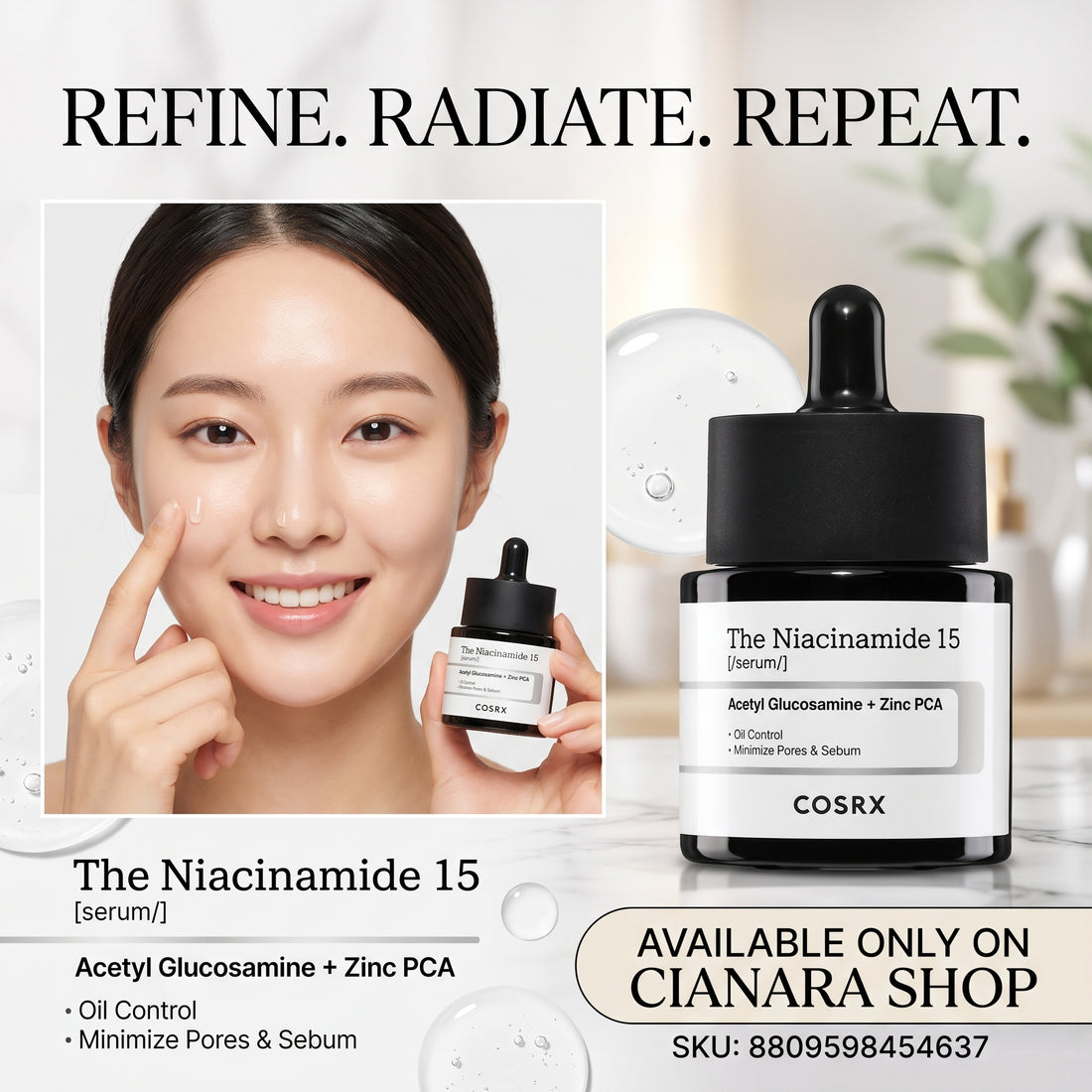 COSRX The Niacinamide 15 Serum – Oil Control & Pore Minimizing Face Serum, 20ml