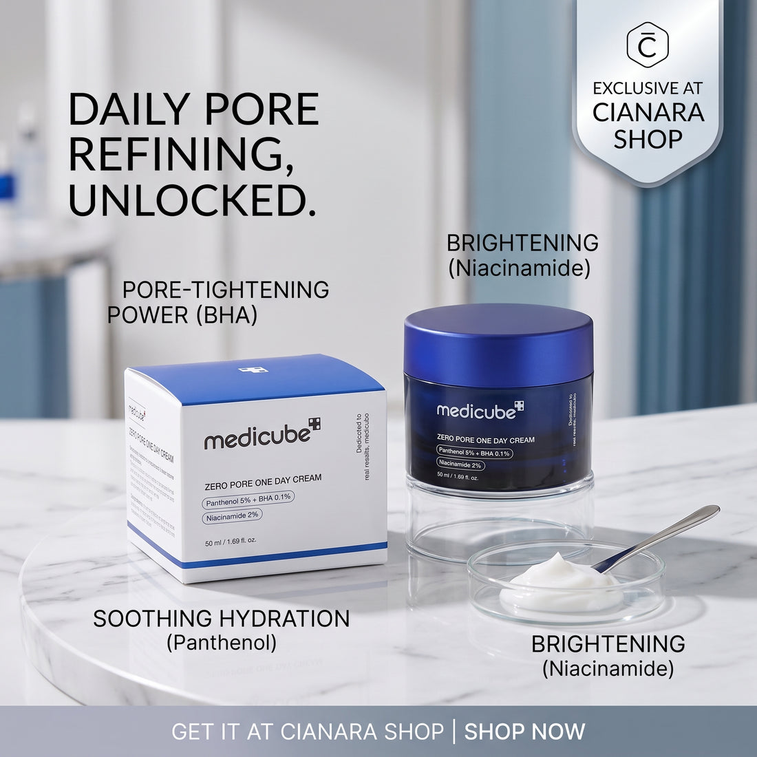 Medicube Zero Pore One Day Cream 50ml – BHA & Niacinamide Pore Refining Cream