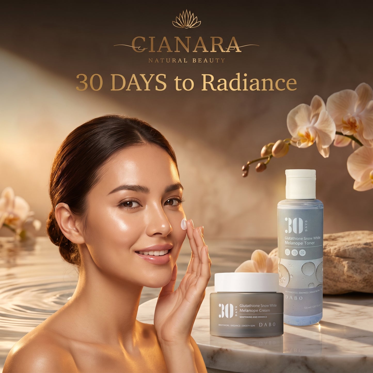 Dabo 30 Days Glutathione Snow White Melanope Toner 150ml & Cream – Combo Set (Korean Whitening Skincare)