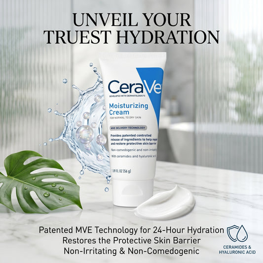 CeraVe ময়েশ্চারাইজিং ক্রিম ৫৬ মিলি | সাধারণ থেকে শুষ্ক ত্বকের জন্য