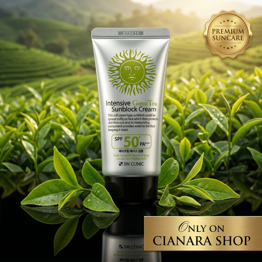 3W Clinic Intensive Green Tea Sunblock Cream SPF 50+ PA+++ 70ml – Non-Sticky | Makeup Base | Made in Korea