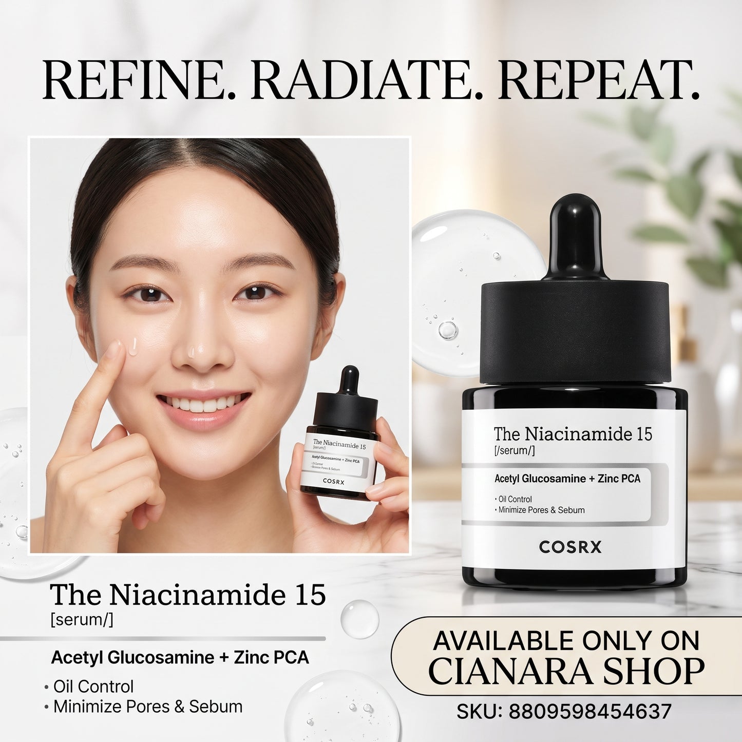 COSRX The Niacinamide 15 Serum – Oil Control & Pore Minimizing Face Serum, 20ml