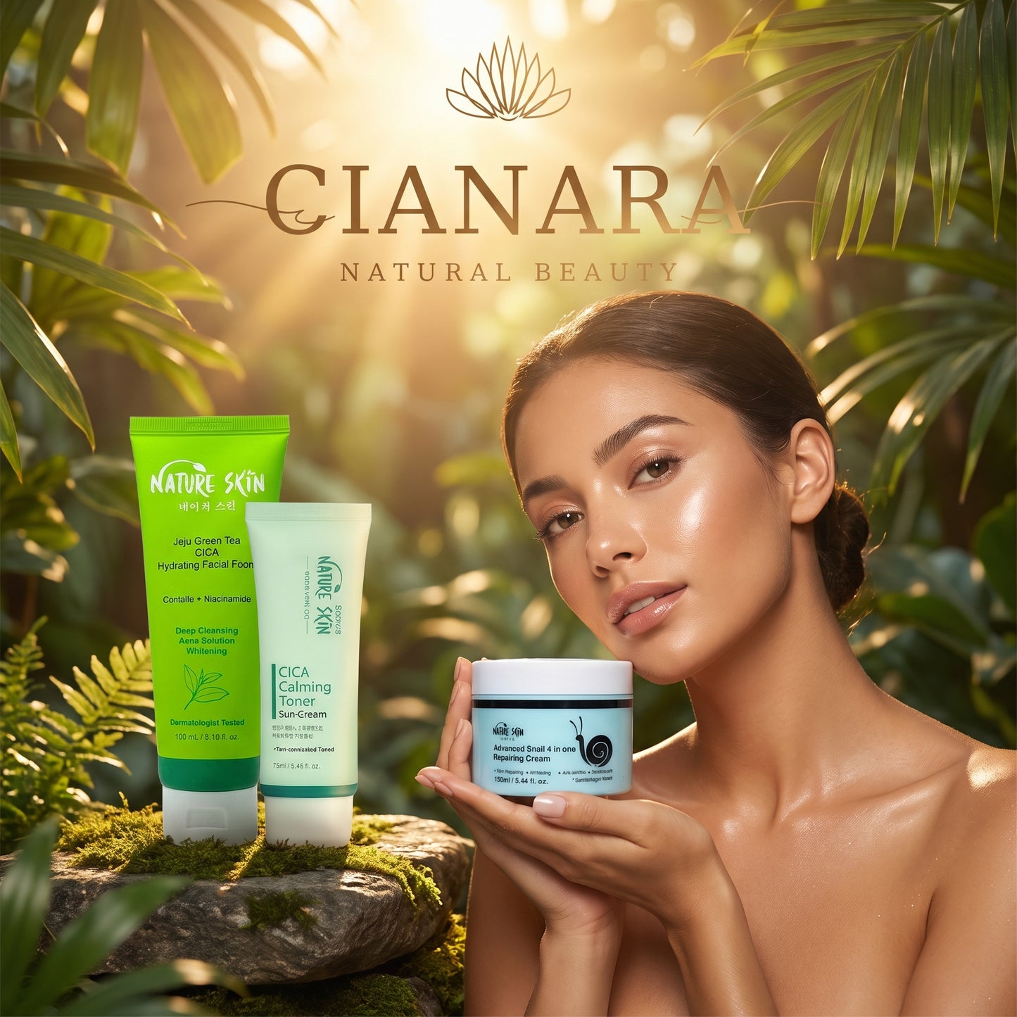 Anti-Acne + Skin Repair Combo – Jeju Green Tea CICA Facial Foam + CICA Calming Sun Cream SPF50+ + Advanced Snail 4-in-1 Repairing Cream (3-in-1 Set)