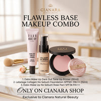 Flawless Base Makeup Combo – Lebelage Foundation + Dabo Rose Pact + Dark Out Primer (3-in-1 Set)