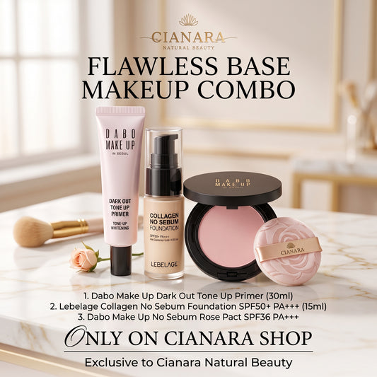 Flawless Base Makeup Combo – Lebelage Foundation + Dabo Rose Pact + Dark Out Primer (3-in-1 Set)