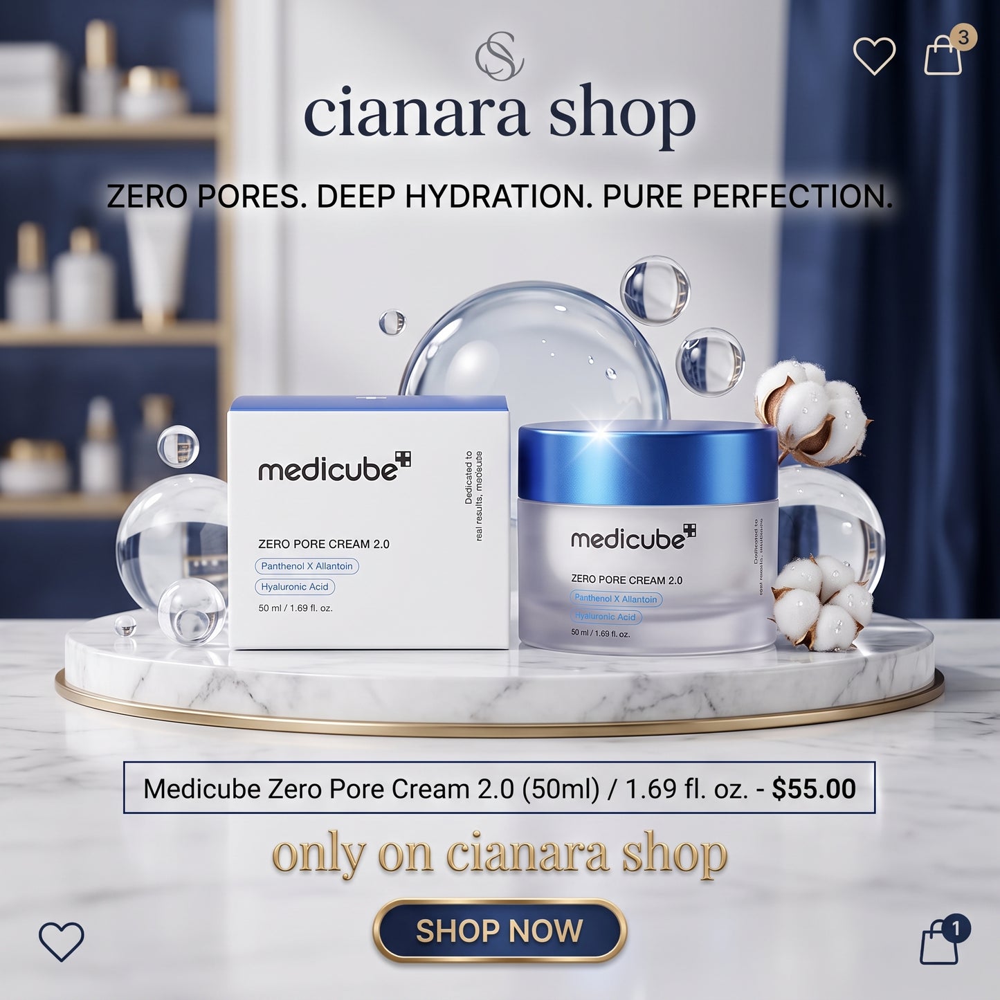 Medicube Zero Pore Cream 2.0 50ml – Pore Tightening & Sebum Control Cream
