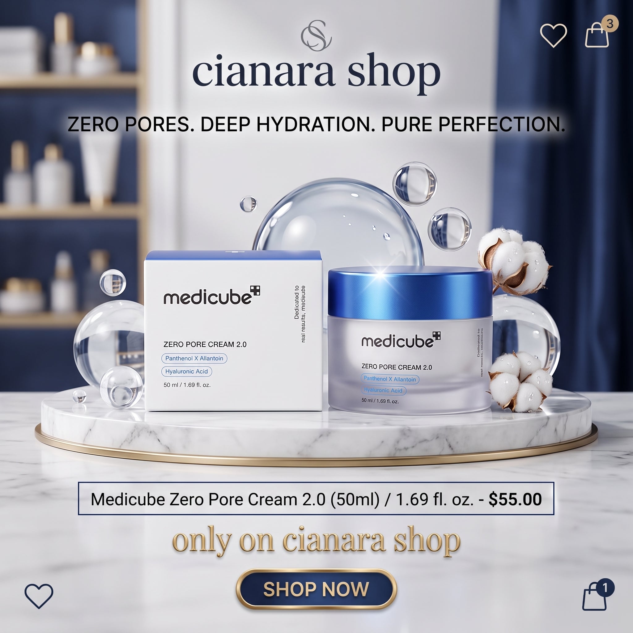 Medicube Zero Pore Cream 2.0 50ml – Pore Tightening & Sebum Control Cream