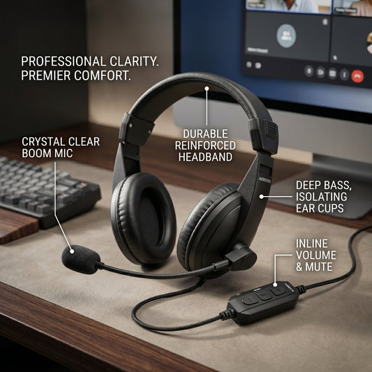 Rapoo H150S USB Stereo Headphone – 40mm Driver | Noise Reduction Mic | Memory Foam Earpads | Volume & Mute Control