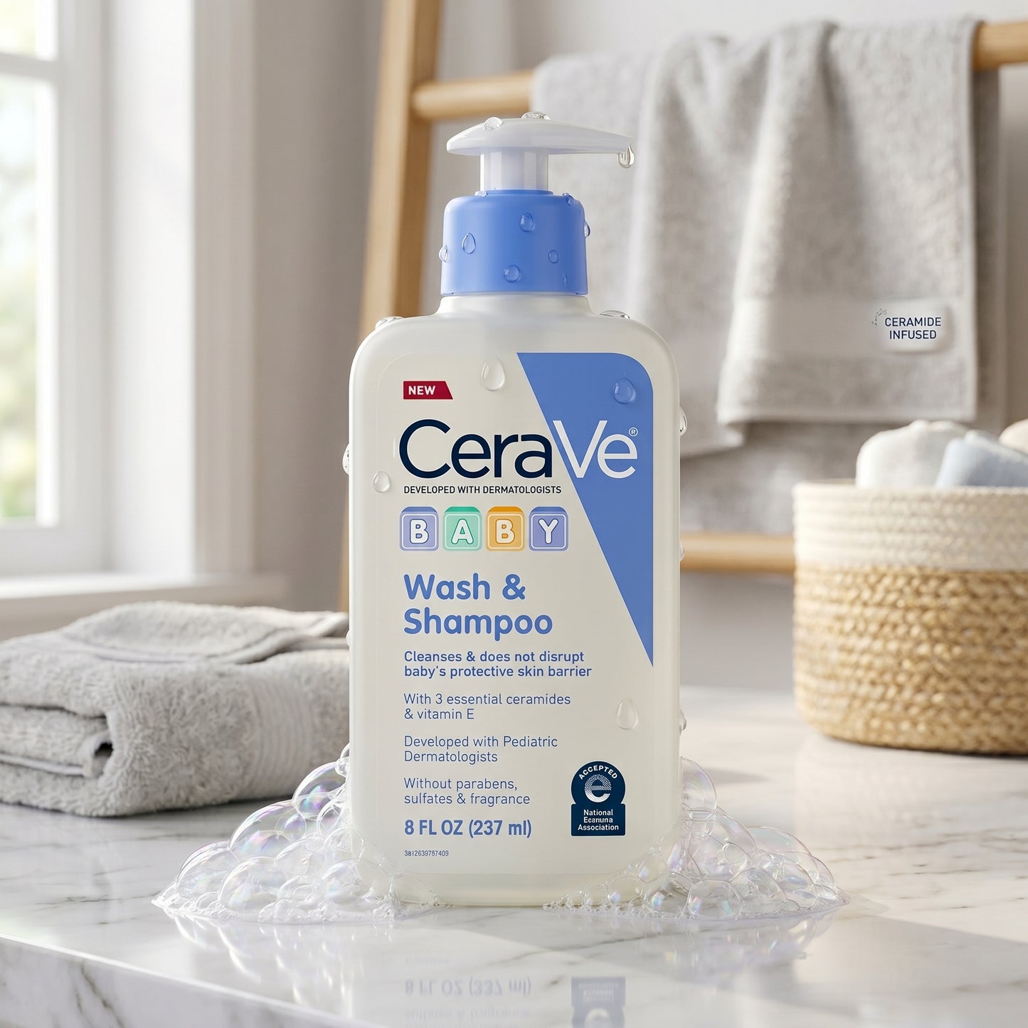 CeraVe Baby Wash & Shampoo 237ml | Tear-Free & Eczema Friendly