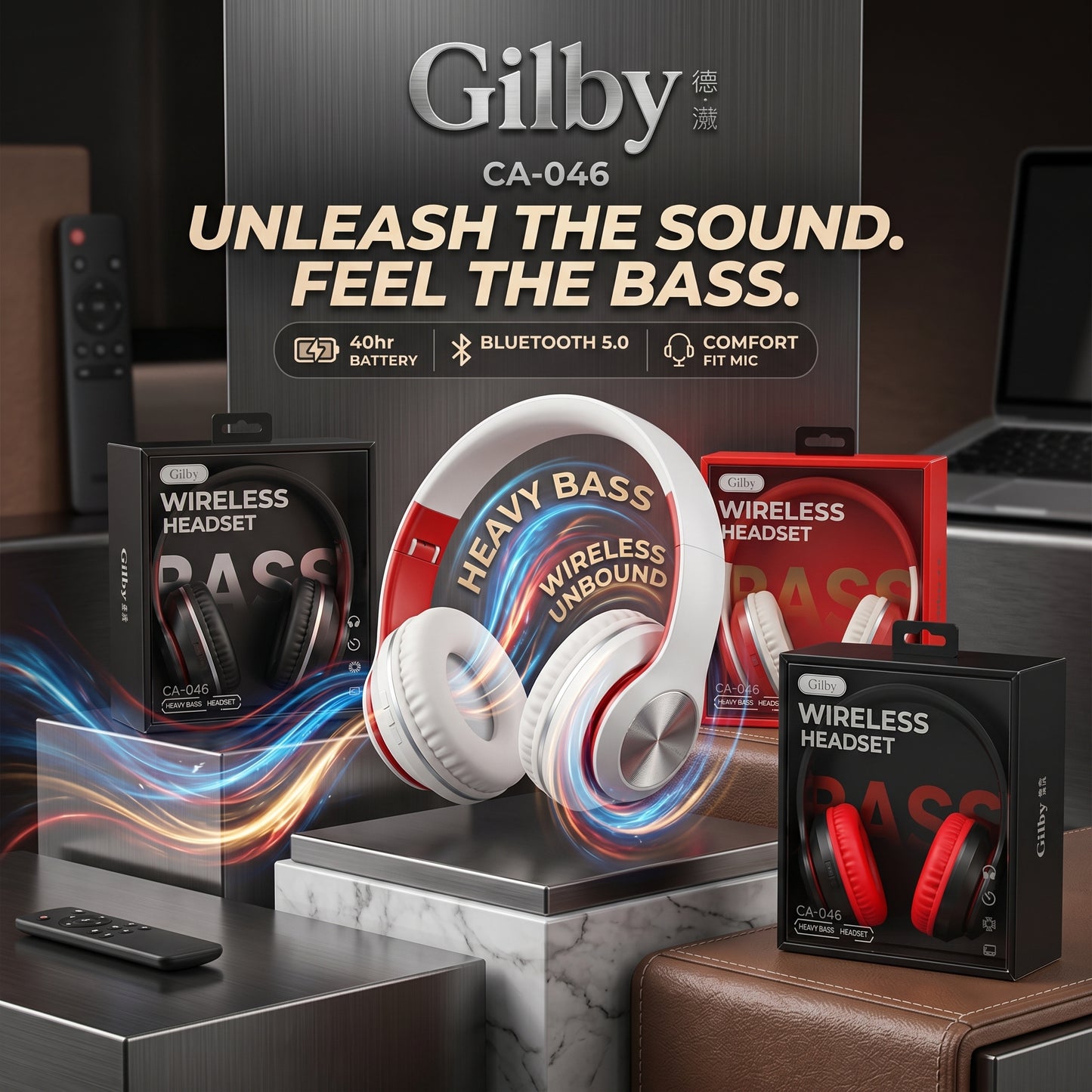 GJBY CA-046 Wireless Bluetooth Headphone – Active Noise Reduction | Sports Stereo | Ultra-Long Battery Life