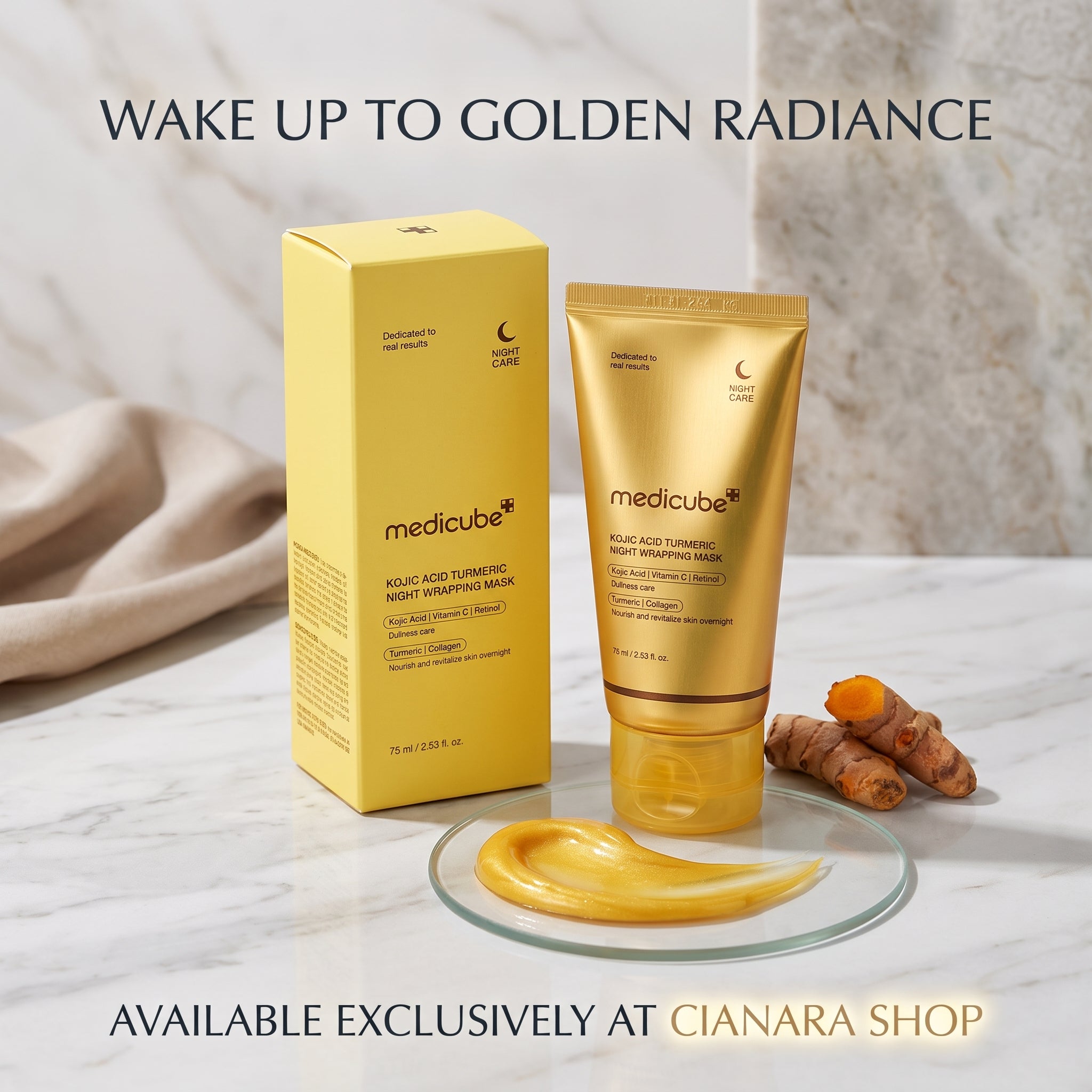 Medicube Kojic Acid Turmeric Night Wrapping Mask 75ml – Overnight Brightening Peel Off Mask