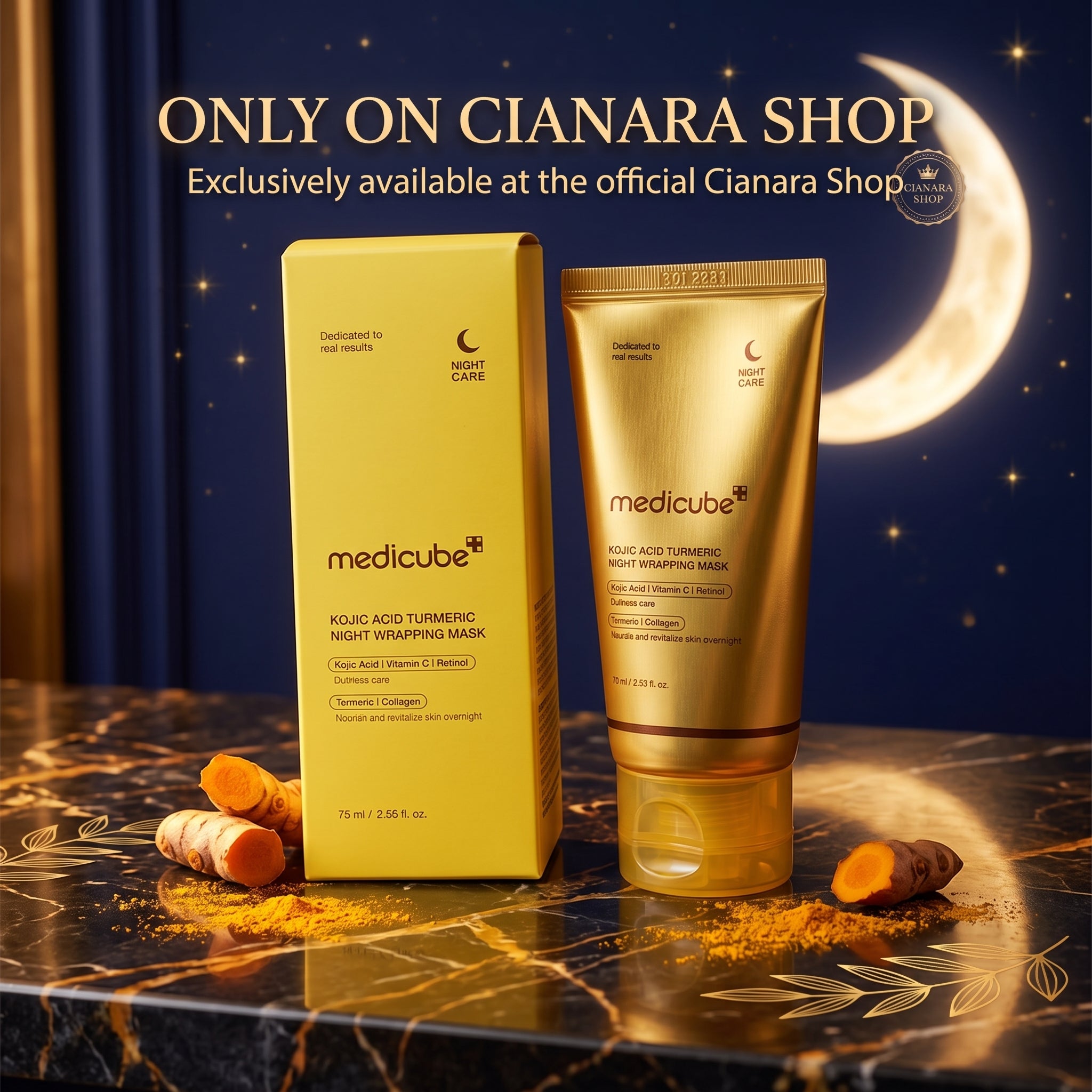 Medicube Kojic Acid Turmeric Night Wrapping Mask 75ml – Overnight Brightening Peel Off Mask
