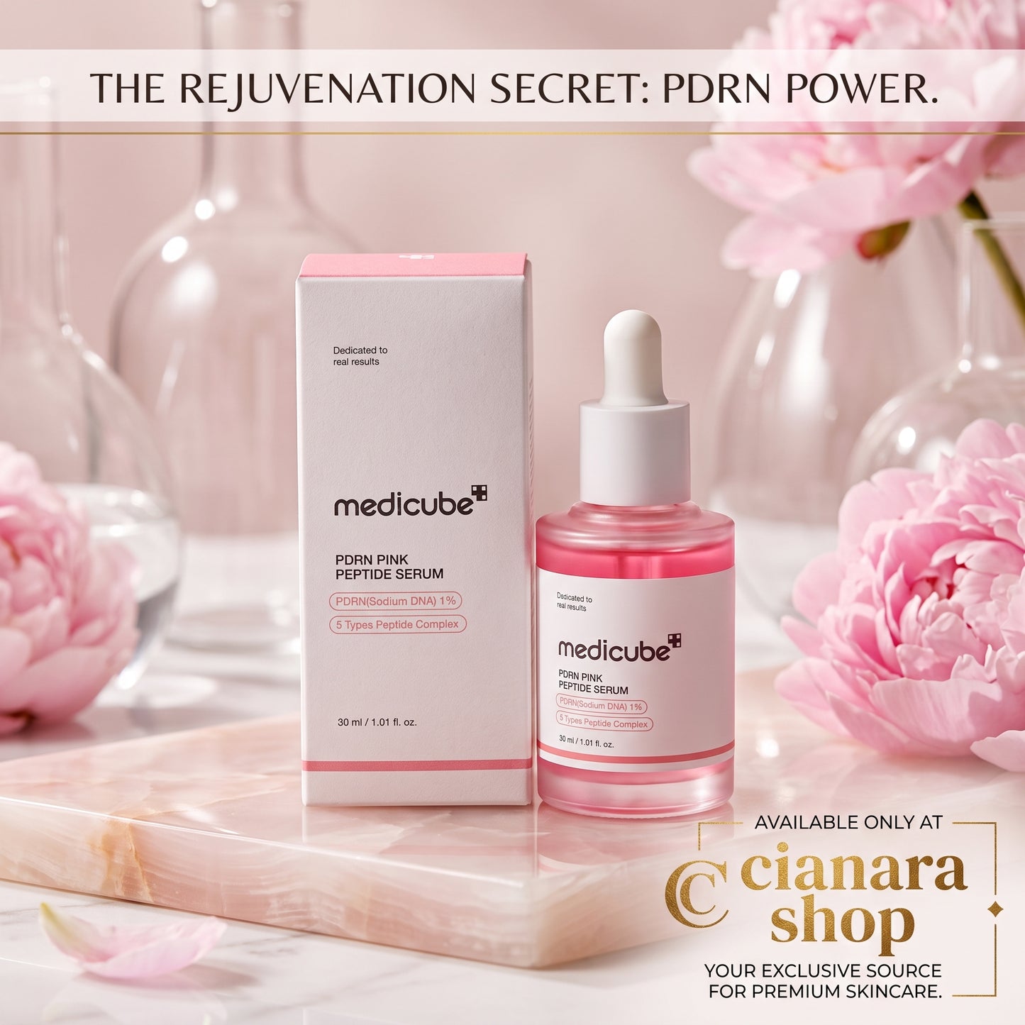 Medicube PDRN Pink Peptide Serum 30ml – Salmon DNA Glow & Elasticity Serum