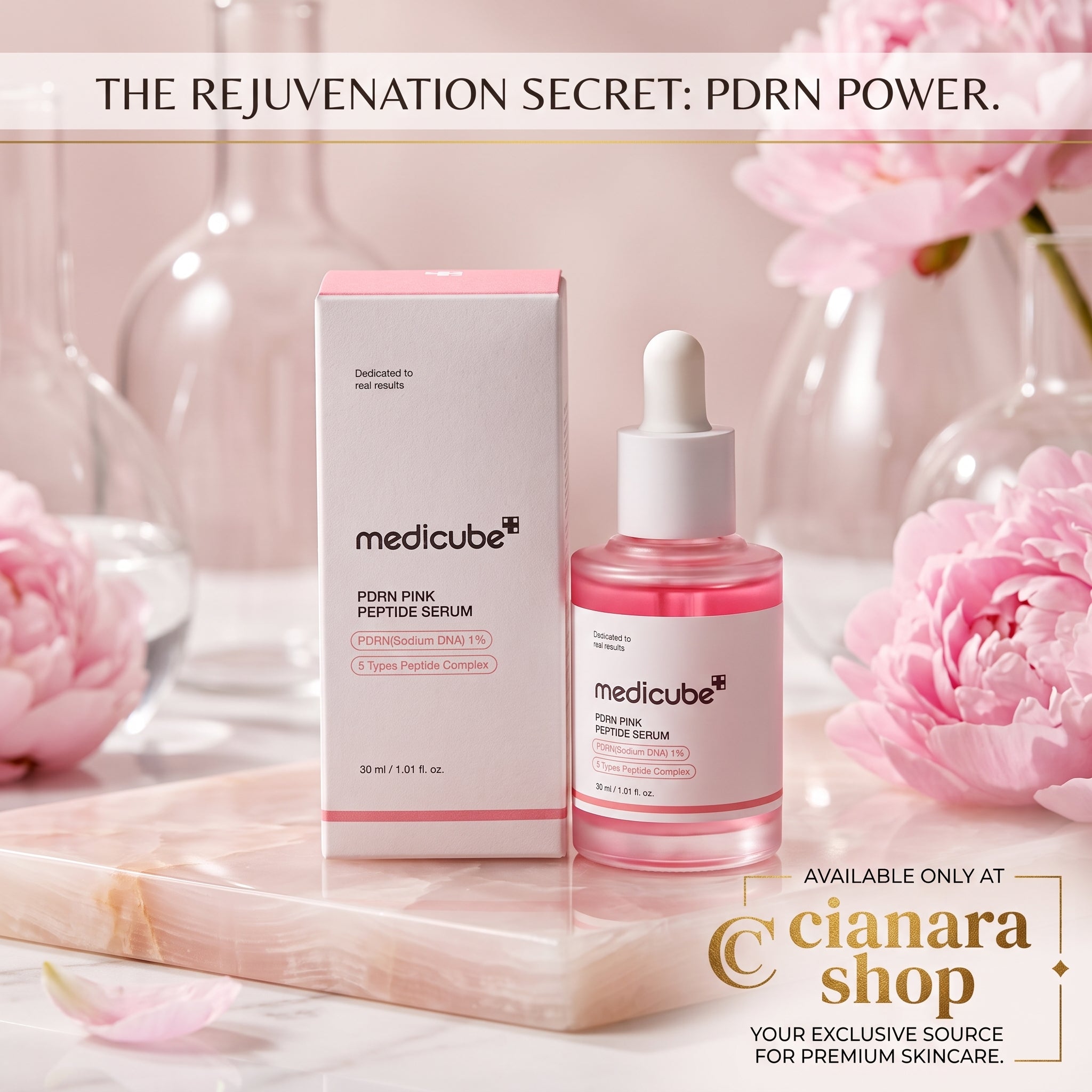 Medicube PDRN Pink Peptide Serum 30ml – Salmon DNA Glow & Elasticity Serum