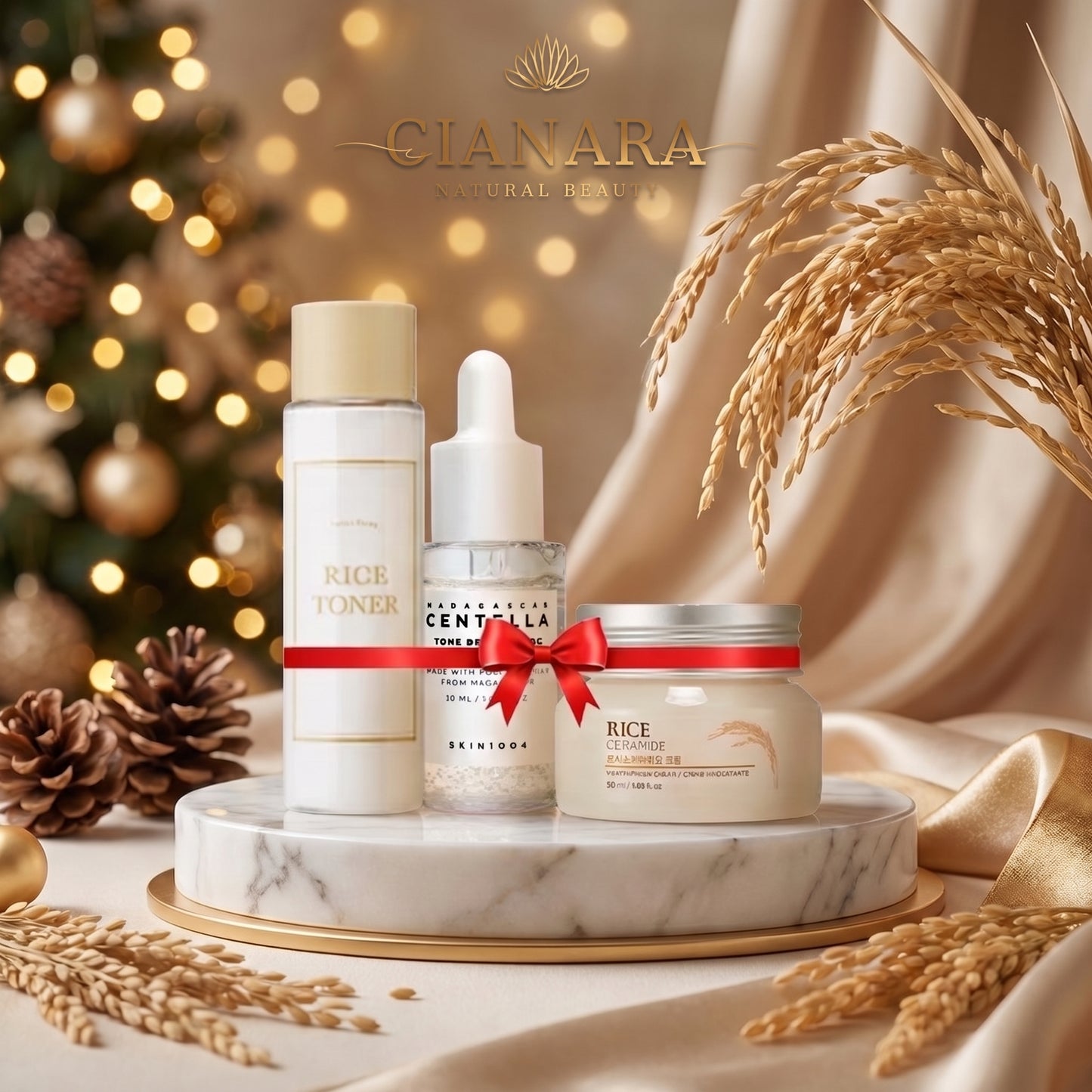 Brightening Combo – Rice Toner 30ml + Rice Ceramide Moisturizing Cream 50ml + Skin1004 Madagascar Centella Tone Brightening Ampoule 30ml (3-in-1 Set)