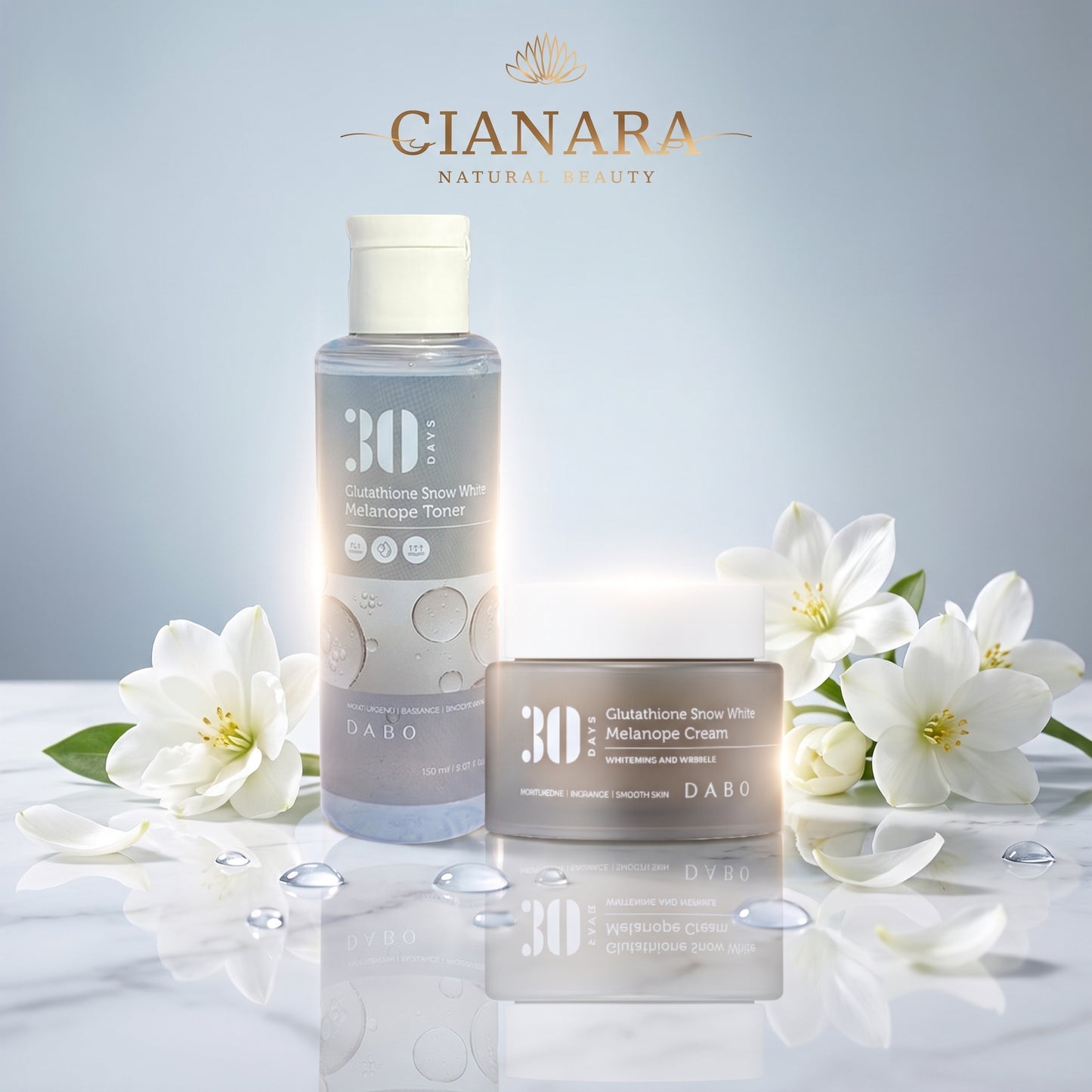 Dabo 30 Days Glutathione Snow White Melanope Toner 150ml & Cream – Combo Set (Korean Whitening Skincare)