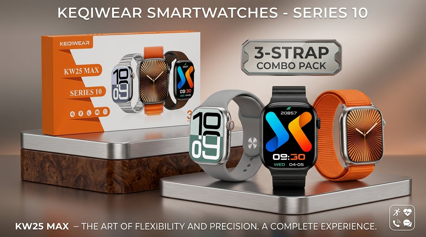 Keqiwear KW25 Max Smartwatch – HD Display | 3 Straps Included | Premium Style Watch