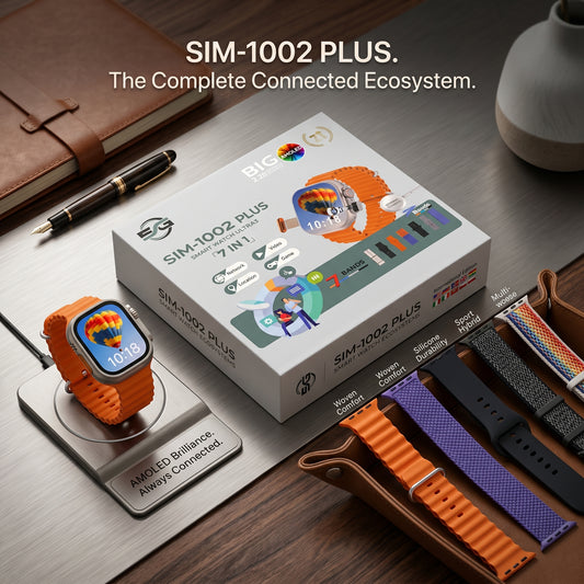 Sim 100 Plus Smartwatch – All-in-One SIM Supported | Video Call | GPS | Premium Fashion Tech Bundle