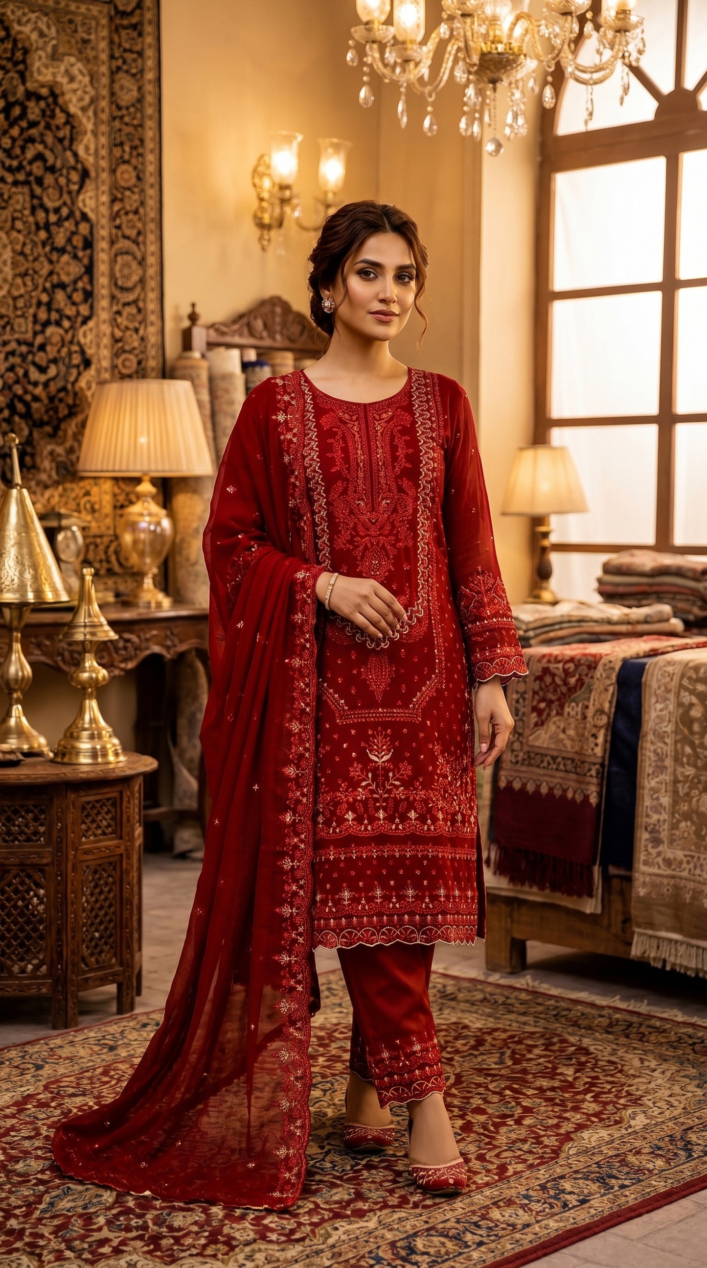Premium Sada Bahar 4-Piece Suit | Full Sequence Embroidery