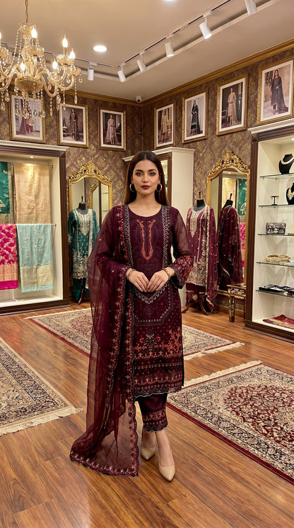 Premium Sada Bahar 4-Piece Suit | Full Sequence Embroidery