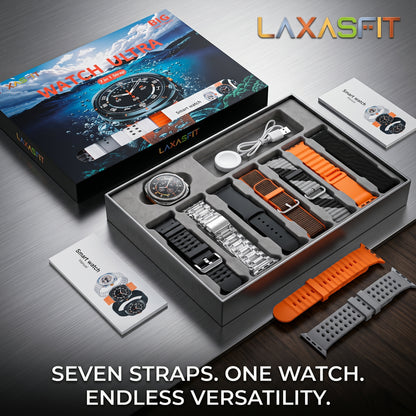 LAXASFIT Smartwatch 7+1 Set – Bluetooth Calling | Health Monitor | 7 Bands | iOS & Android Compatible