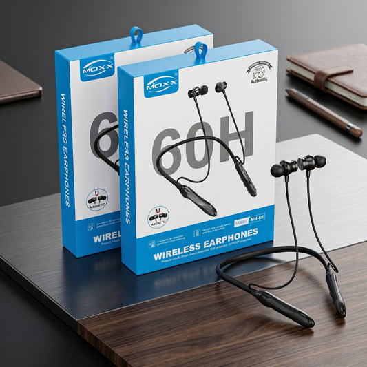 Moxom MN-60 Wireless Neckband – Bluetooth In-Ear Headphone | Deep Bass | Hands-Free Calling | Black