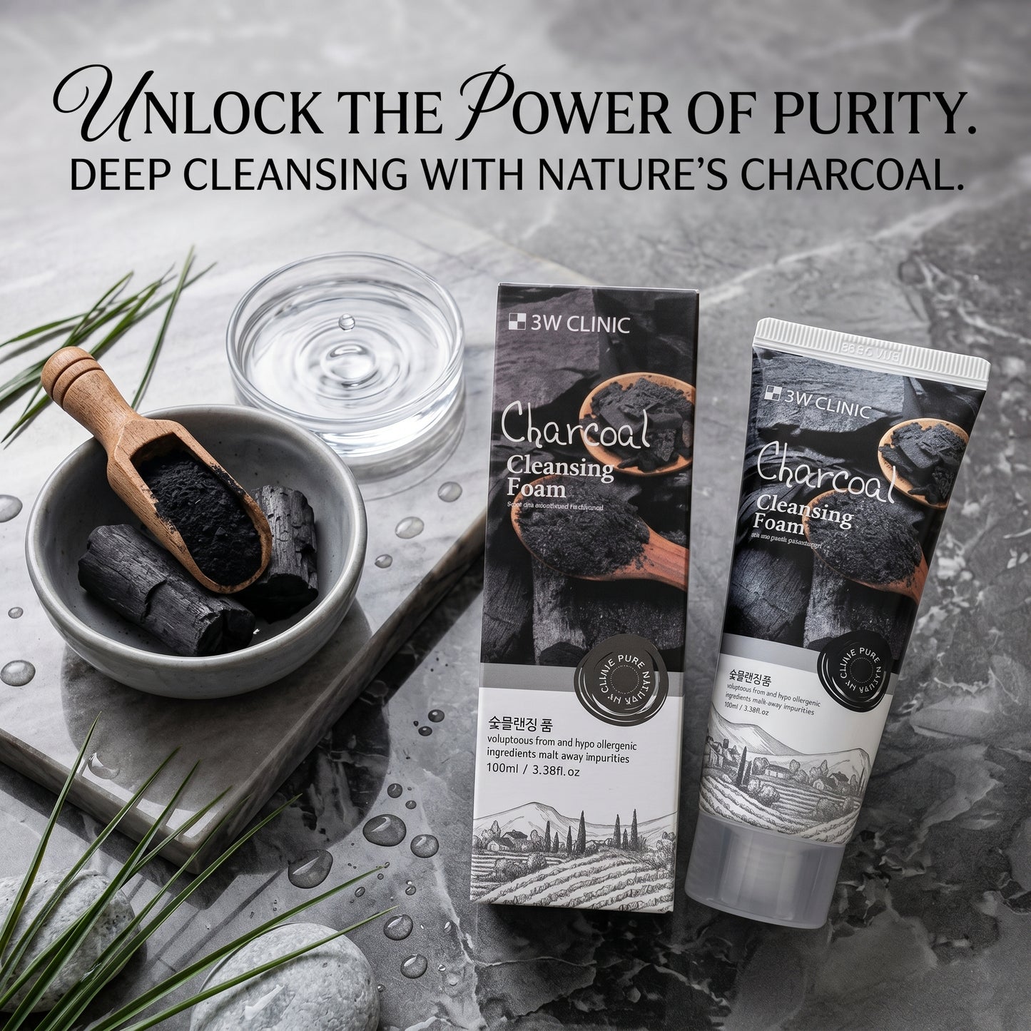 3W Clinic Charcoal Foam Cleansing Face Wash 100ml – Deep Pore Cleansing | Oil Control | Instant Brightness