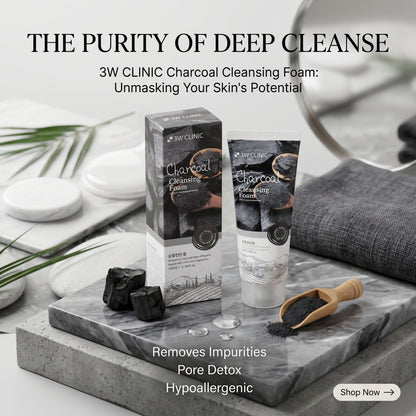 3W Clinic Charcoal Foam Cleansing Face Wash 100ml – Deep Pore Cleansing | Oil Control | Instant Brightness