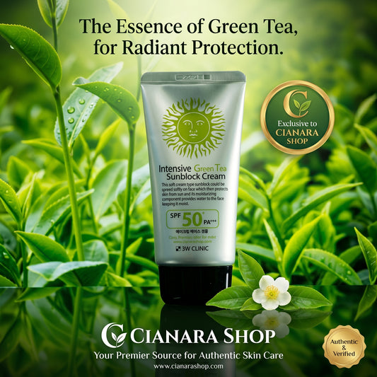 3W Clinic Intensive Green Tea Sunblock Cream SPF 50+ PA+++ 70ml – Non-Sticky | Makeup Base | Made in Korea