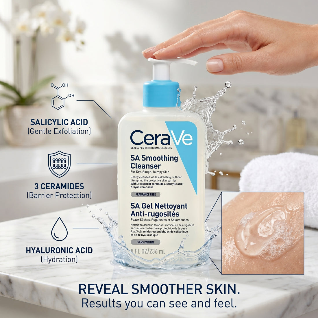 CeraVe SA Smoothing Cleanser (236ml - UK Version)