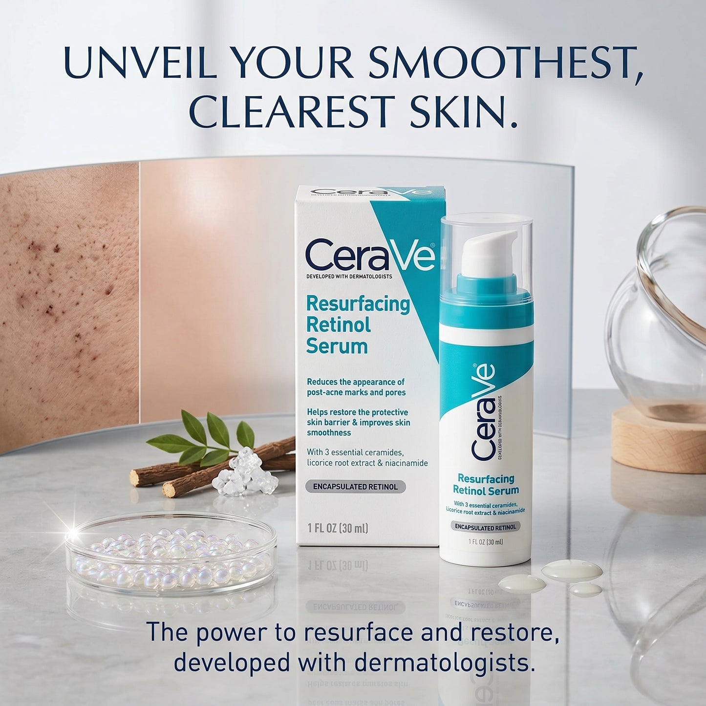 CeraVe Resurfacing Retinol Serum 30ml | For Post-Acne Marks & Pores