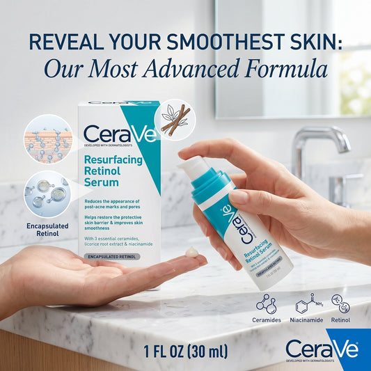 CeraVe রিসারফেসিং রেটিনল সিরাম ৩০মিলি | ব্রণ পরবর্তী দাগ এবং পোরস-এর জন্য