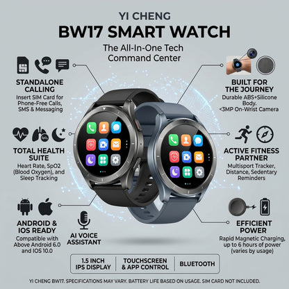 BW17 SIM Smart Watch – Black | Calling, Camera & Bluetooth 5.3
