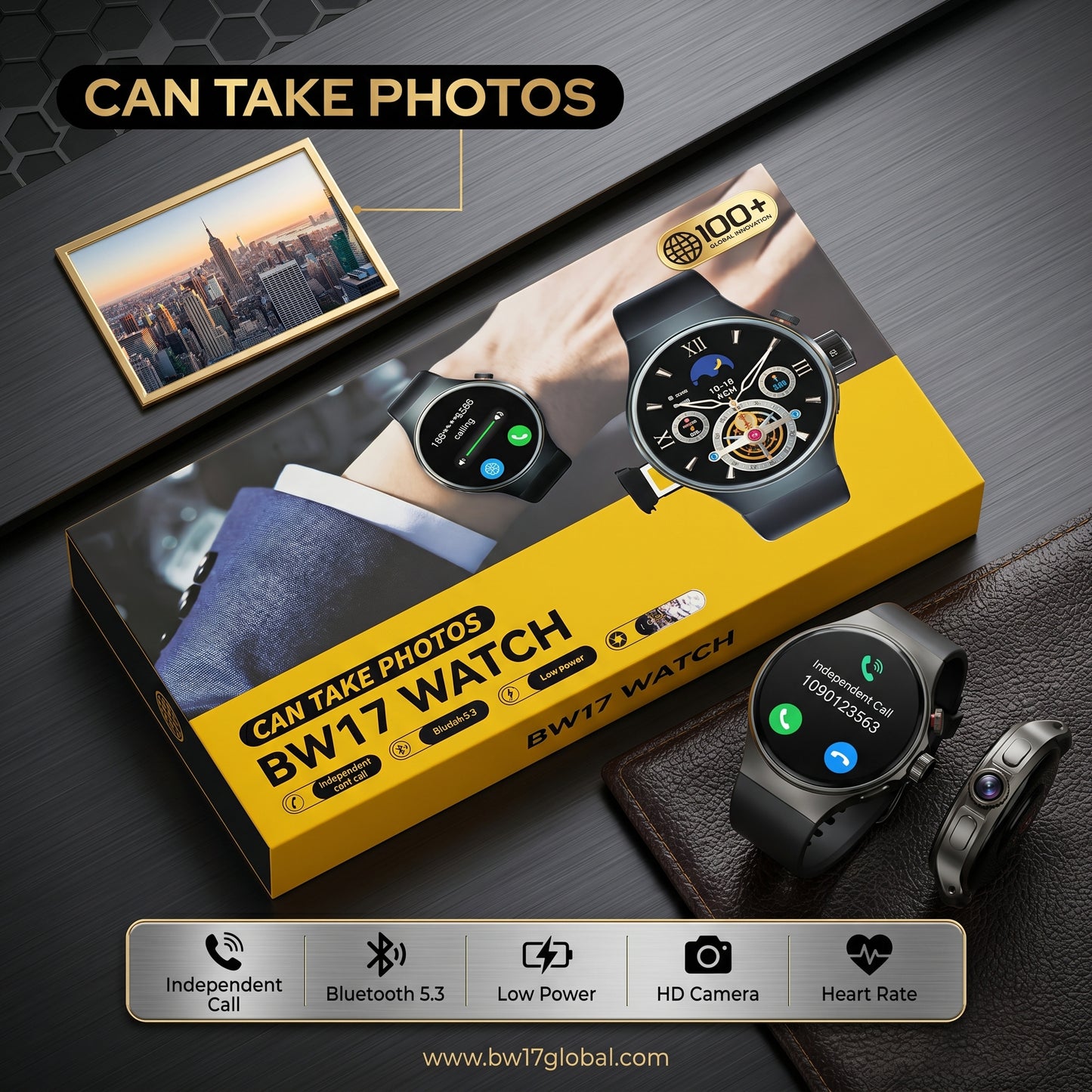 BW17 SIM Smart Watch – Black | Calling, Camera & Bluetooth 5.3