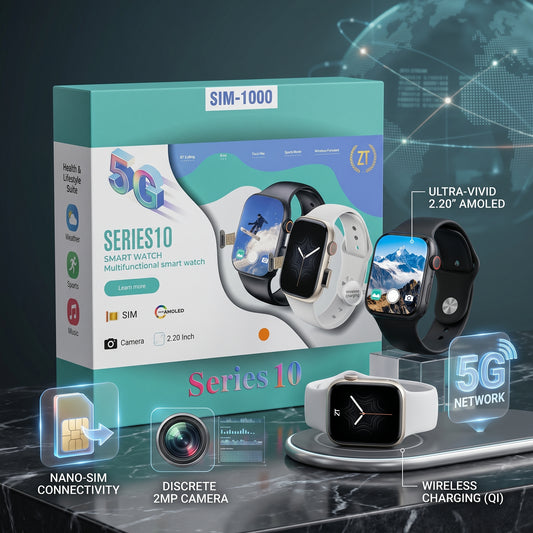 Sim-1000 Series 10 Smartwatch – 5G SIM Supported | 2.2" AMOLED | GPS | Camera | Wireless Charging