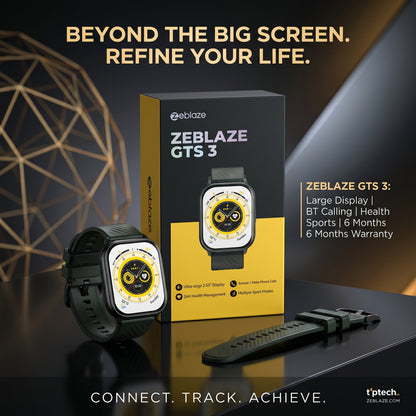 Zeblaze GTS 3 Smartwatch (Black) – 2.03" IPS Display | Bluetooth Calling | 15-Day Battery | 100+ Sports Modes