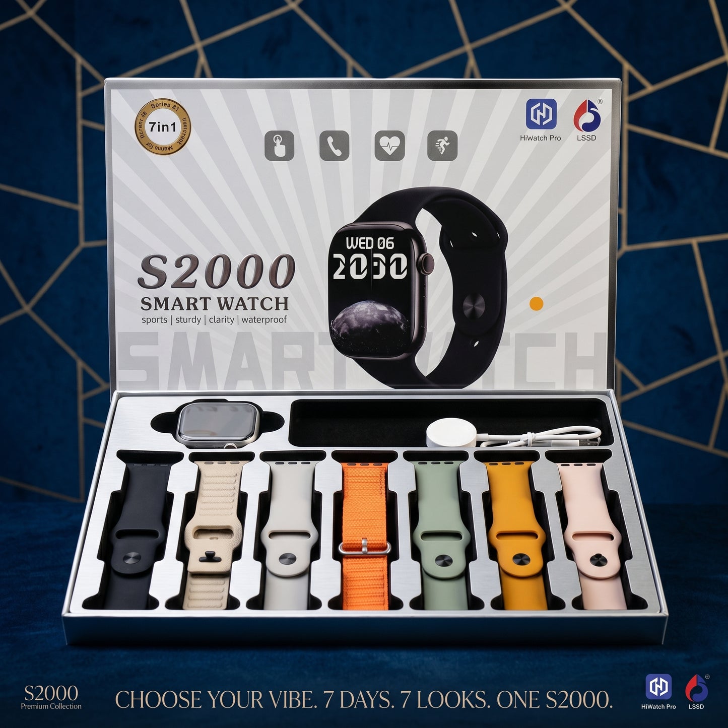 S2000 Smartwatch 7-in-1 – Full Touch Bluetooth Calling | Multi-Sport Modes | Health Monitor | Unisex