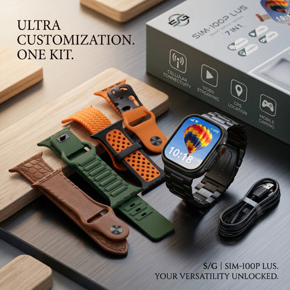 Sim 100 Plus Smartwatch – All-in-One SIM Supported | Video Call | GPS | Premium Fashion Tech Bundle
